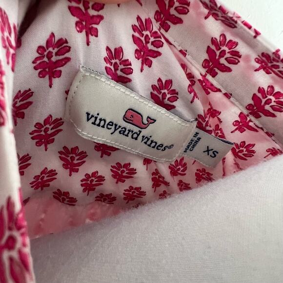 Vineyard Vines Tunic Dress XS Pink Peasant Shift Block Print Mini V-Neck Cotton - Picture 7 of 10